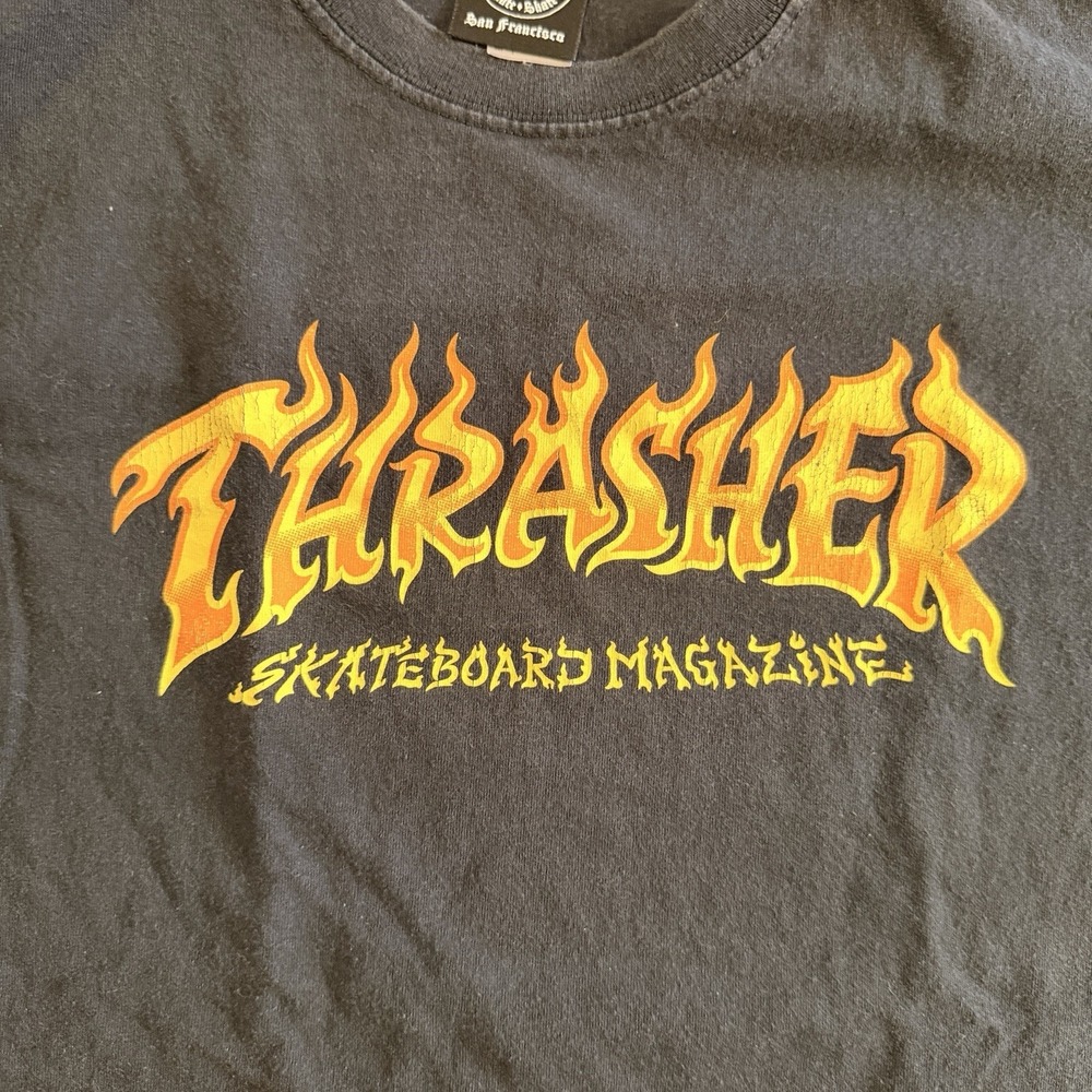 Thrasher Magazine Shirt Medium Men's Black Flames - Picture 2 of 7